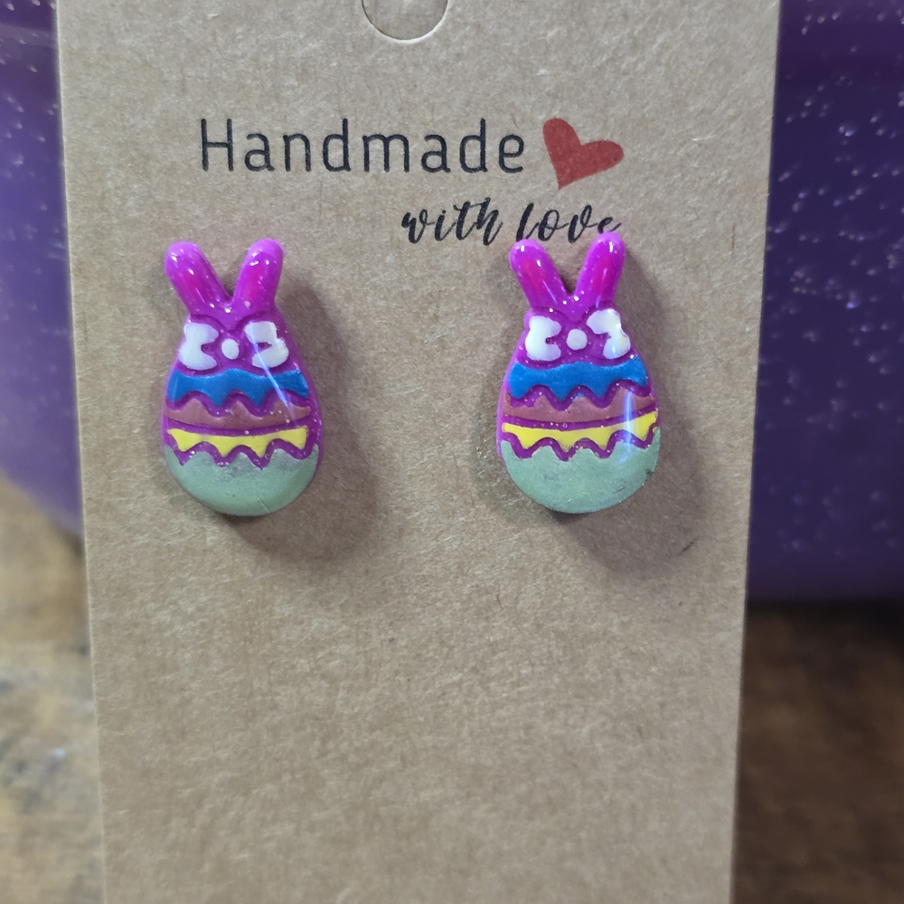 Handmade Bunny Earrings - Pink & Mint